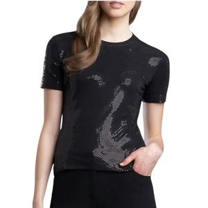 St. John Caviar sequin Black Short Sleeve top